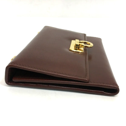 Salvatore Ferragamo Shoulder Bag Leather Brown Gancini Pochette Women