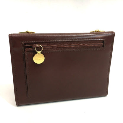 Salvatore Ferragamo Shoulder Bag Leather Brown Gancini Pochette Women