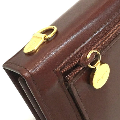 Salvatore Ferragamo Shoulder Bag Leather Brown Gancini Pochette Women