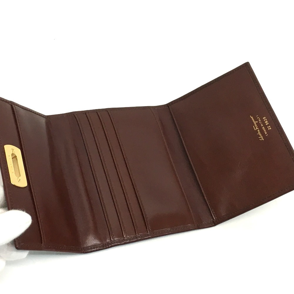 Salvatore Ferragamo Shoulder Bag Leather Brown Gancini Pochette Women