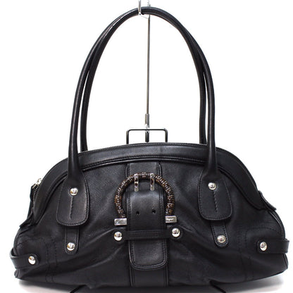 Salvatore Ferragamo Shoulder Bag Leather Black Gancini Women