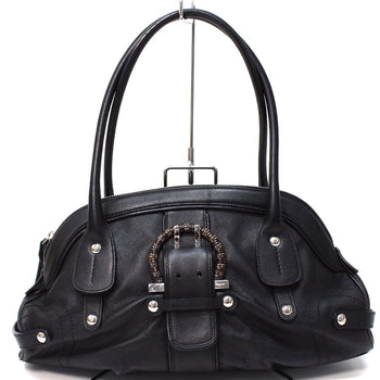 Salvatore Ferragamo Shoulder Bag Leather Black Gancini Women