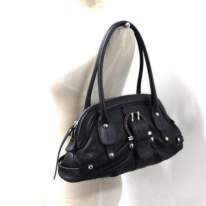 Salvatore Ferragamo Shoulder Bag Leather Black Gancini Women