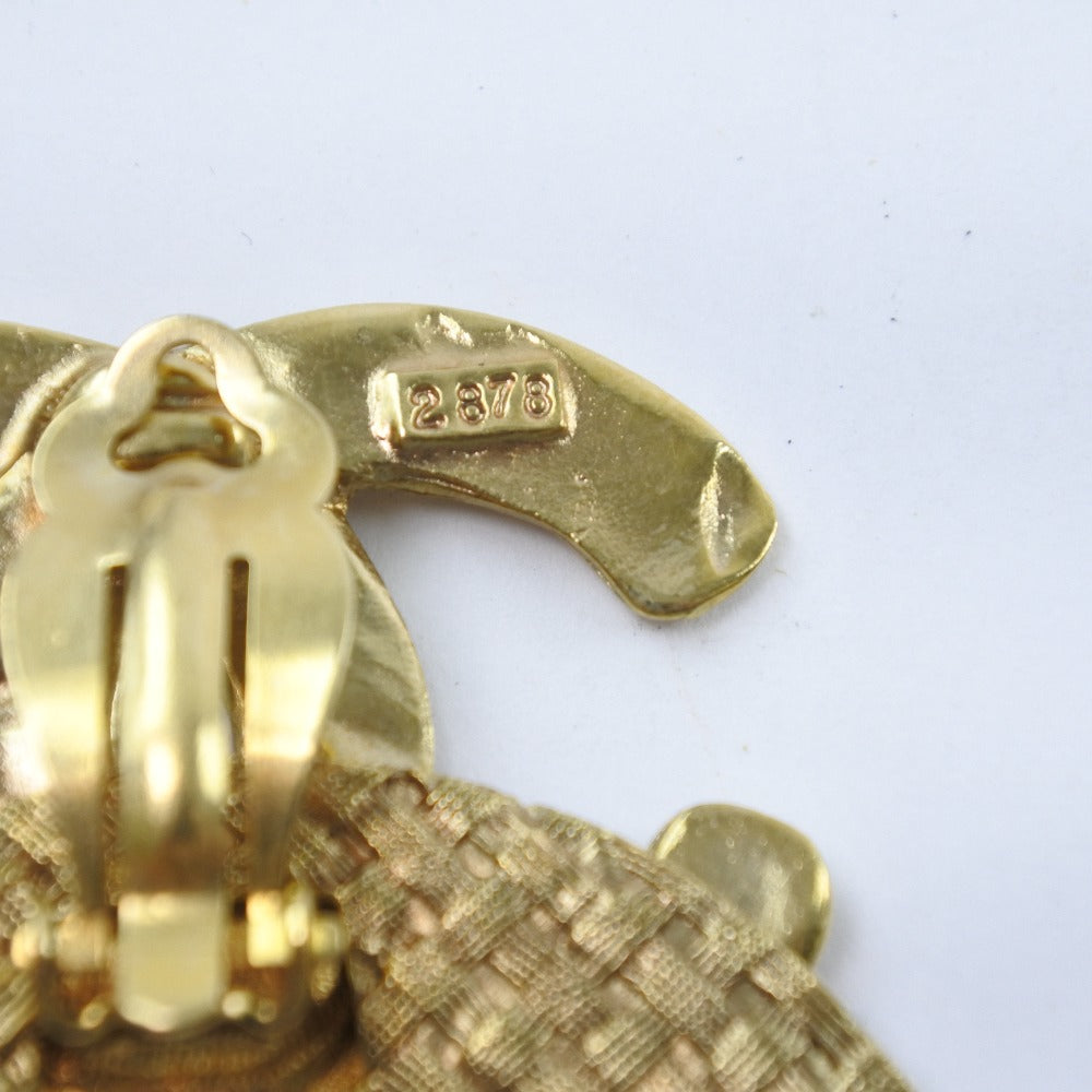 Chanel Earring Plated Gold Gold Mesh Coco Mark Women