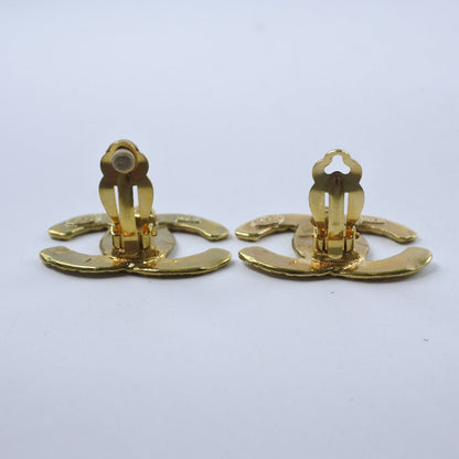 Chanel Earring Plated Gold Gold Mesh Coco Mark Women