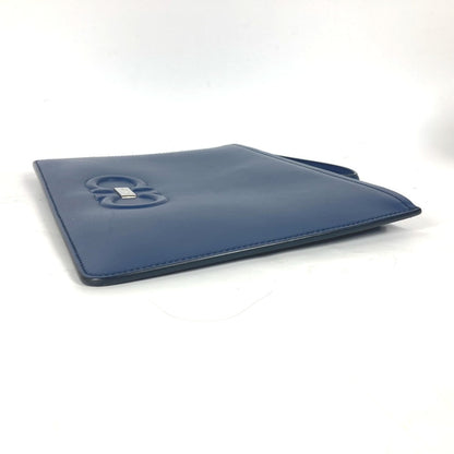 Salvatore Ferragamo Clutch Bag Leather Blue Gancini Mens