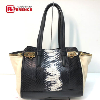 Salvatore Ferragamo Handbag Leather Black Gancini Shoulder Bag Women