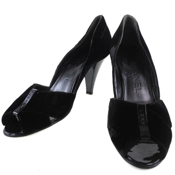 Chanel Pumps Velvet, Leather Black Women 36 1/2