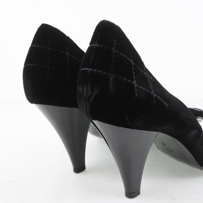 Chanel Pumps Velvet, Leather Black Women 36 1/2