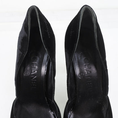Chanel Pumps Velvet, Leather Black Women 36 1/2