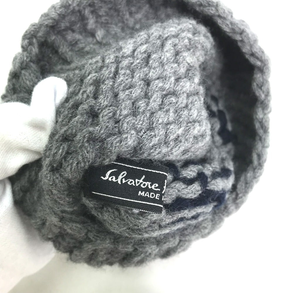 Salvatore Ferragamo Knit Hat Wool Gray Gancini Women