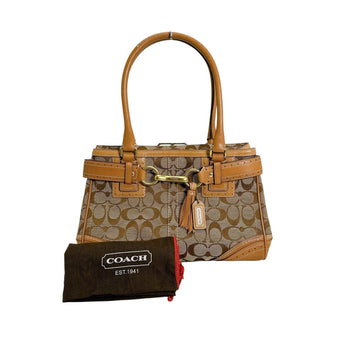 Coach Handbag 10507 Canvas Brown Tote Bag Camel Signature Women