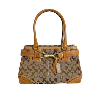 Coach Handbag 10507 Canvas Brown Tote Bag Camel Signature Women