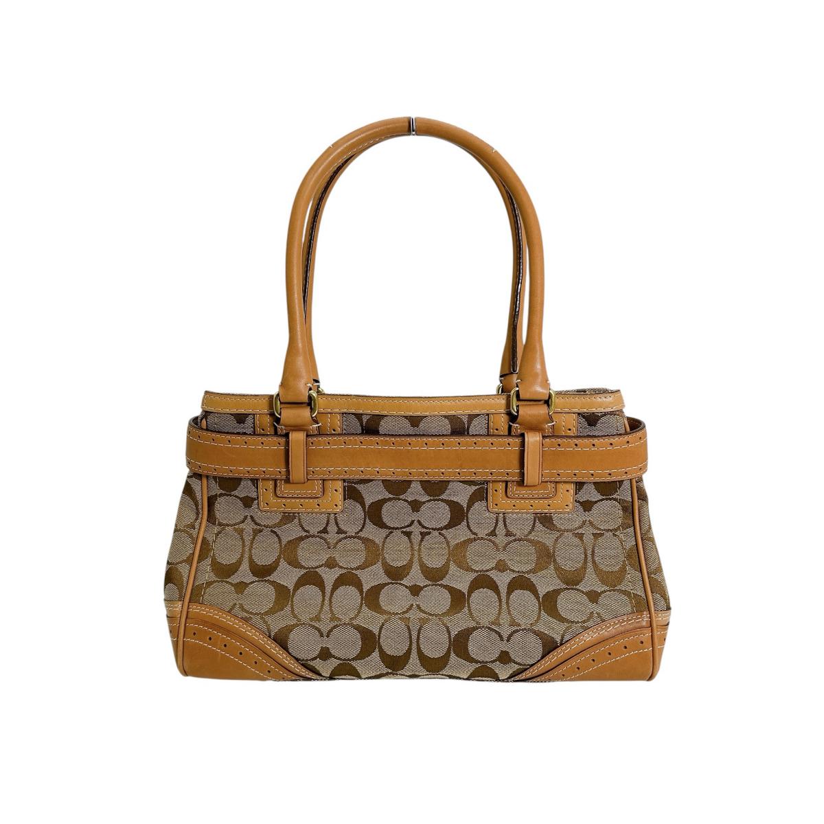 Coach Handbag 10507 Canvas Brown Tote Bag Camel Signature Women