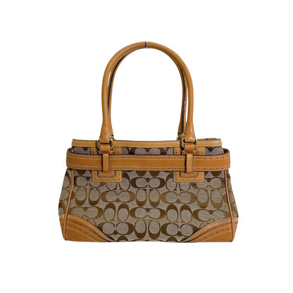 Coach Handbag 10507 Canvas Brown Tote Bag Camel Signature Women