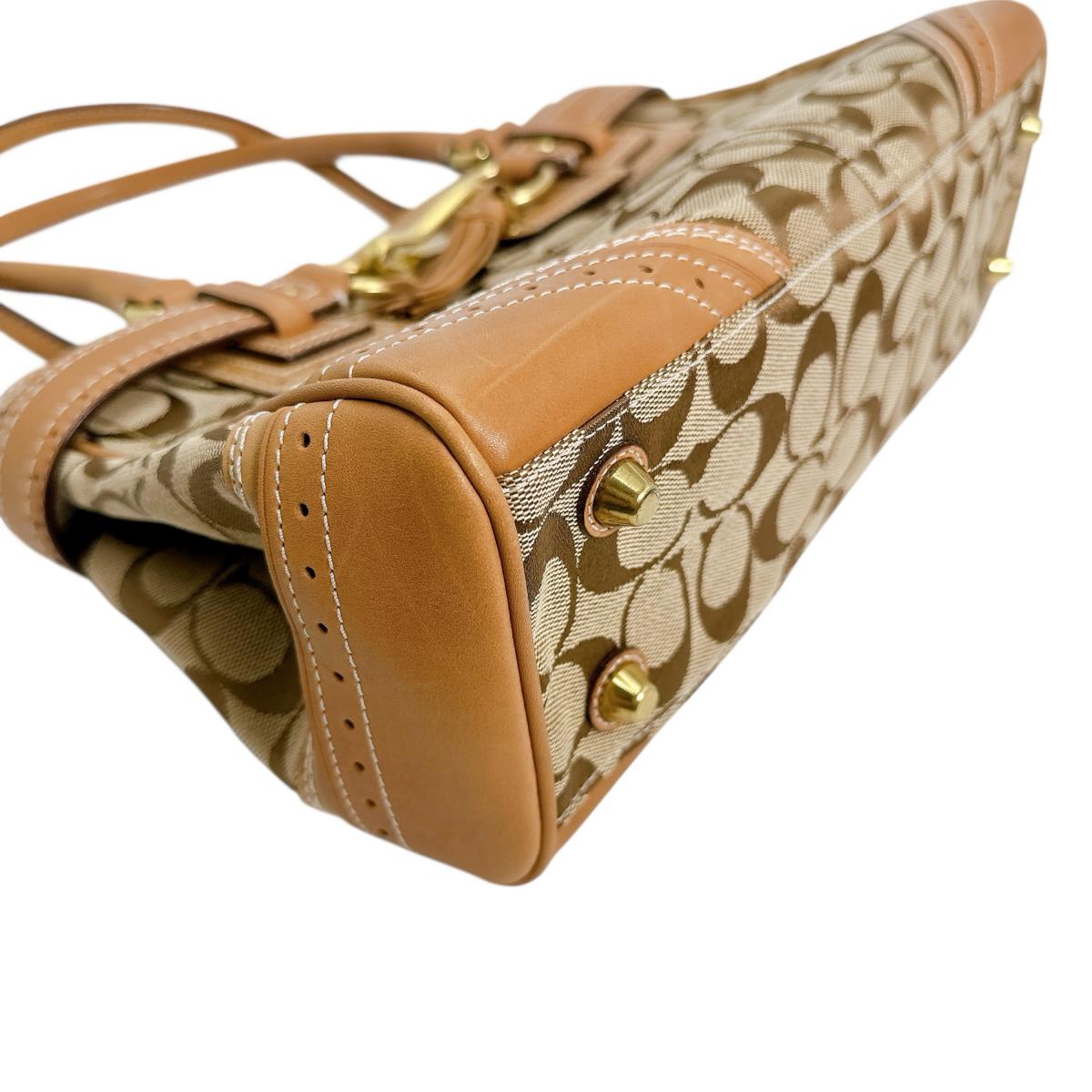 Coach Handbag 10507 Canvas Brown Tote Bag Camel Signature Women