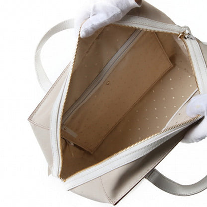 Kate Spade Handbag Leather Beige X White Unused Item Women