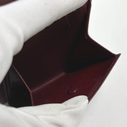 Cartier Bifold Wallet Leather Wine-Red Compact Wallet With Coin Pocket Women