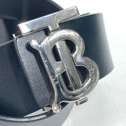 Burberry Belt Leather Black Tb Logo Mens 85