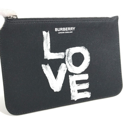 Burberry Pouch 8037549 Canvas Black Logo Love Women