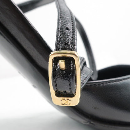 Chanel Sandals Calfskin, Patent Leather Black Women 35 1/2