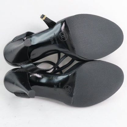 Chanel Sandals Calfskin, Patent Leather Black Women 35 1/2