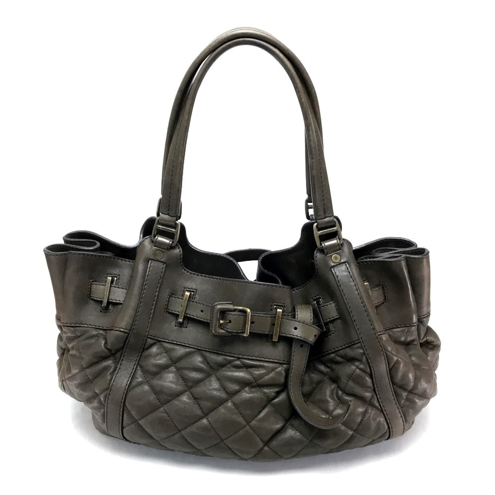 Burberry Tote Bag Lamb Leather Brown Men'S Women Quilted Leather Unisex(Unisex)