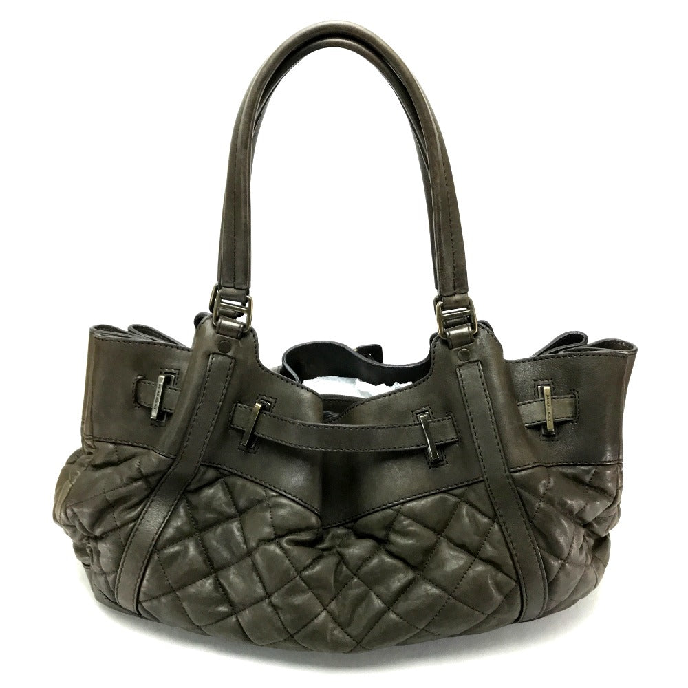Burberry Tote Bag Lamb Leather Brown Men'S Women Quilted Leather Unisex(Unisex)