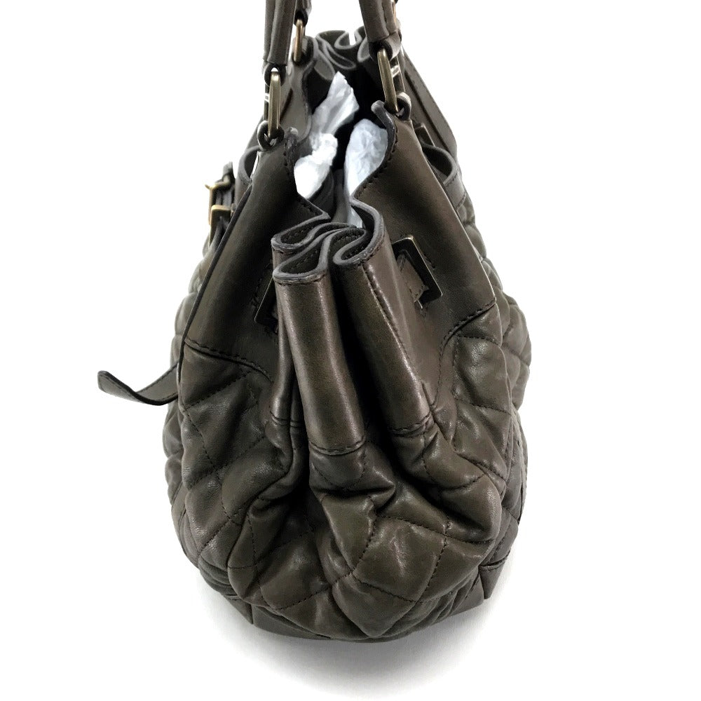 Burberry Tote Bag Lamb Leather Brown Men'S Women Quilted Leather Unisex(Unisex)