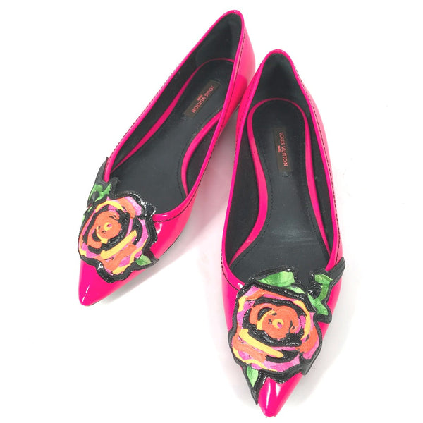 Louis Vuitton Pumps Leather Pink Graffiti Rose Rose Rose Women 36