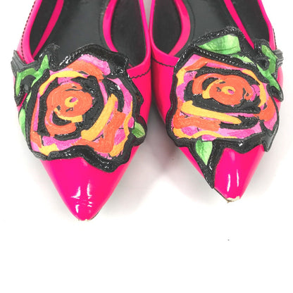 Louis Vuitton Pumps Leather Pink Graffiti Rose Rose Rose Women 36