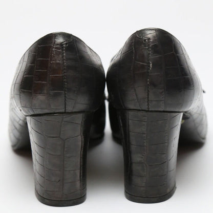 Yves Saint Laurent Pumps Leather Black Ysl Embossing Women 36