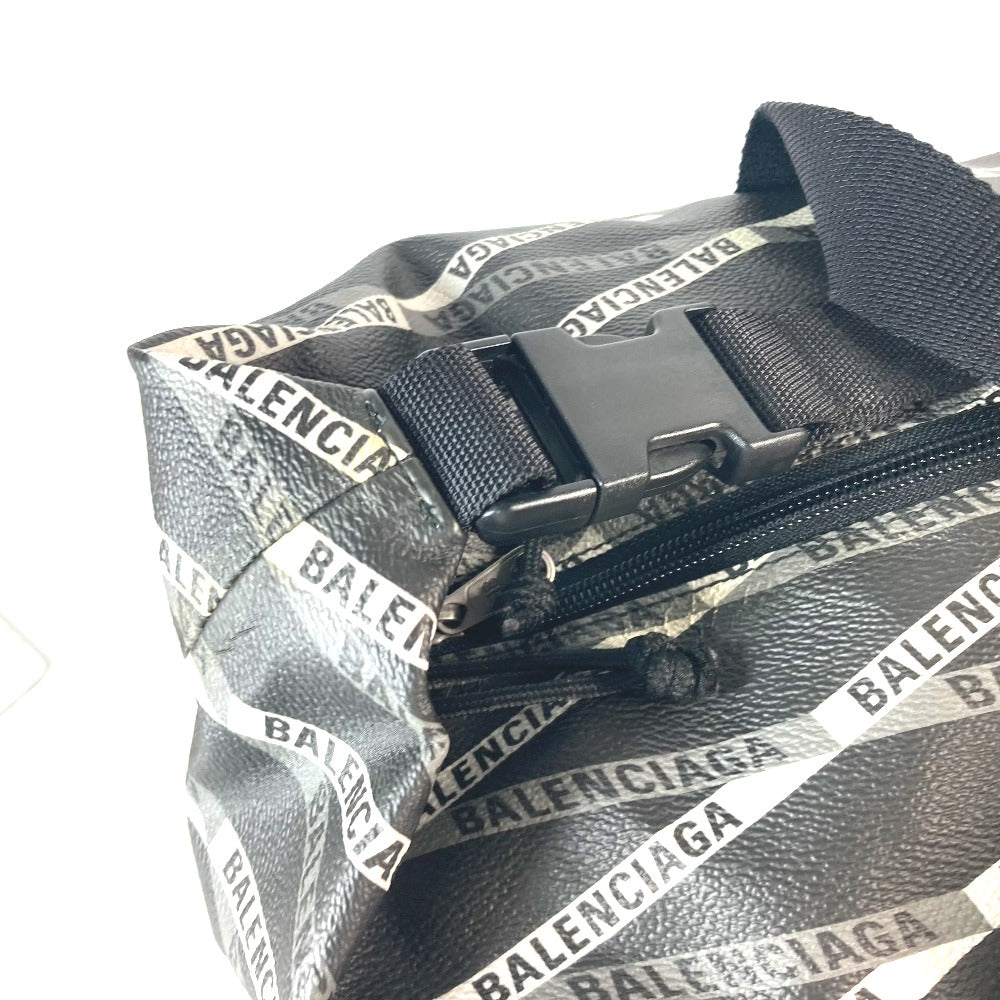 Balenciaga Boston Duffel Bag 532810 Leather, Pvc Gray Logo All-Over Pattern Unisex(Unisex)