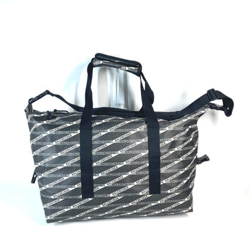 Balenciaga Boston Duffel Bag 532810 Leather, Pvc Gray Logo All-Over Pattern Unisex(Unisex)