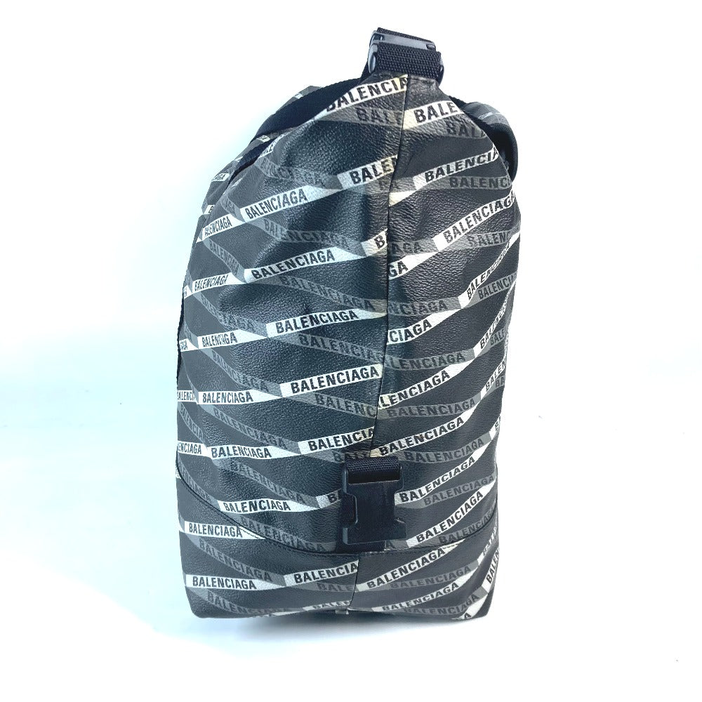 Balenciaga Boston Duffel Bag 532810 Leather, Pvc Gray Logo All-Over Pattern Unisex(Unisex)