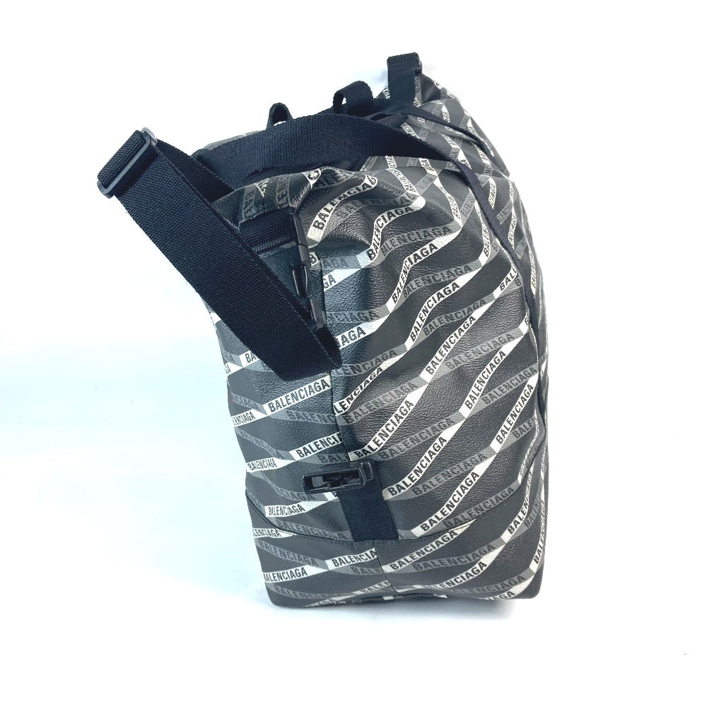 Balenciaga Boston Duffel Bag 532810 Leather, Pvc Gray Logo All-Over Pattern Unisex(Unisex)