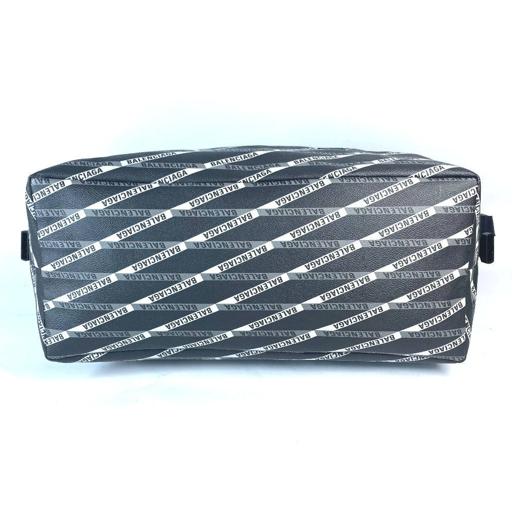 Balenciaga Boston Duffel Bag 532810 Leather, Pvc Gray Logo All-Over Pattern Unisex(Unisex)
