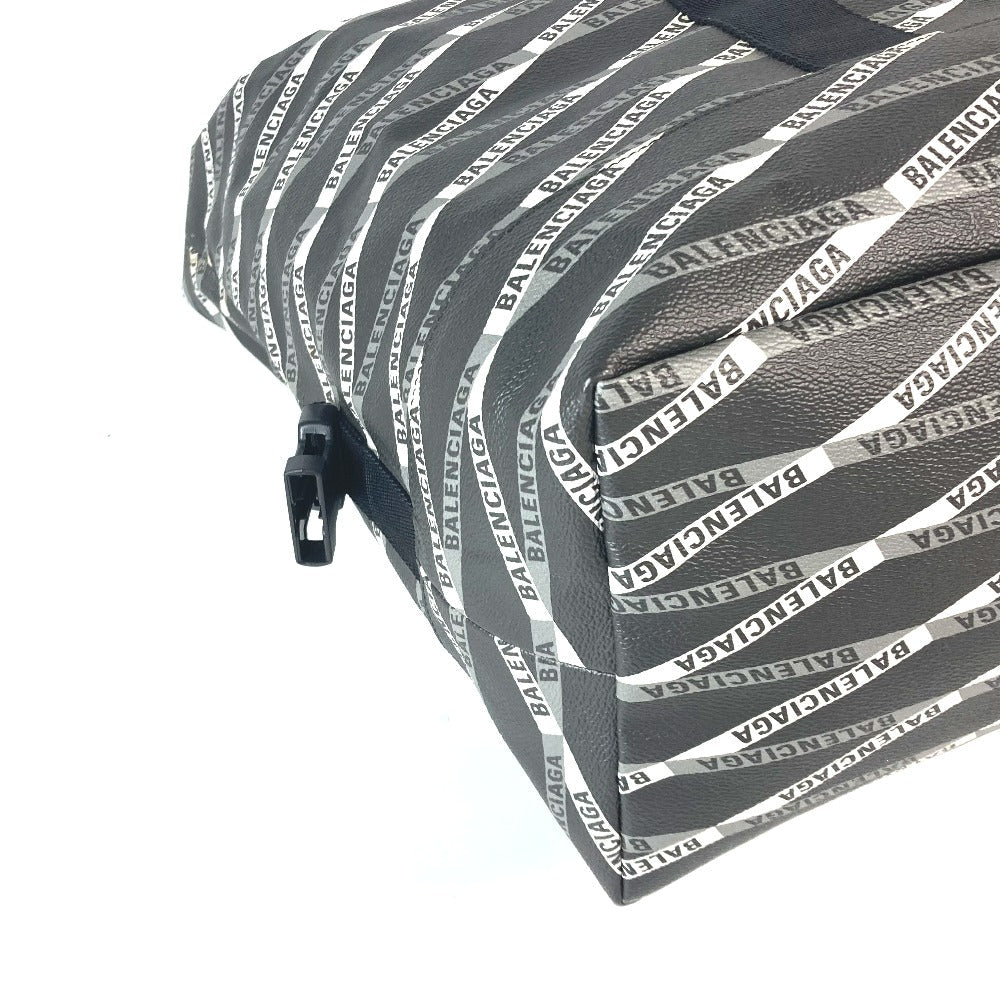 Balenciaga Boston Duffel Bag 532810 Leather, Pvc Gray Logo All-Over Pattern Unisex(Unisex)