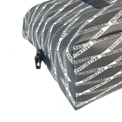 Balenciaga Boston Duffel Bag 532810 Leather, Pvc Gray Logo All-Over Pattern Unisex(Unisex)