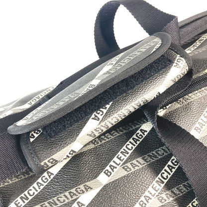 Balenciaga Boston Duffel Bag 532810 Leather, Pvc Gray Logo All-Over Pattern Unisex(Unisex)