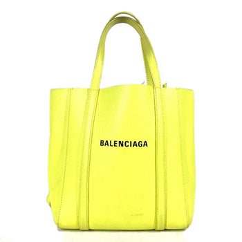 Balenciaga Shoulder Bag 551815 Leather Yellow Logo Everyday Tote Bag Xxs Women