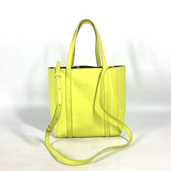 Balenciaga Shoulder Bag 551815 Leather Yellow Logo Everyday Tote Bag Xxs Women