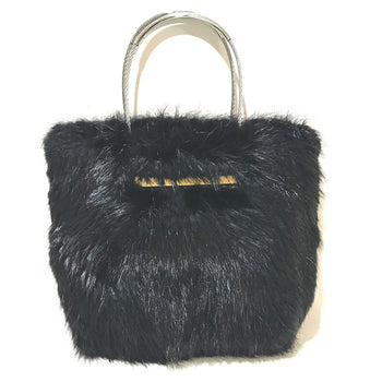 Balenciaga Handbag Fur Black Cable Fur Women