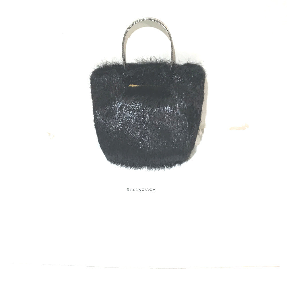 Balenciaga Handbag Fur Black Cable Fur Women