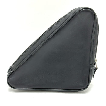 Balenciaga Pouch 476976 Leather Black Triangle Triangle Mens