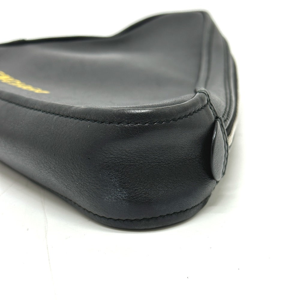 Balenciaga Pouch 476976 Leather Black Triangle Triangle Mens