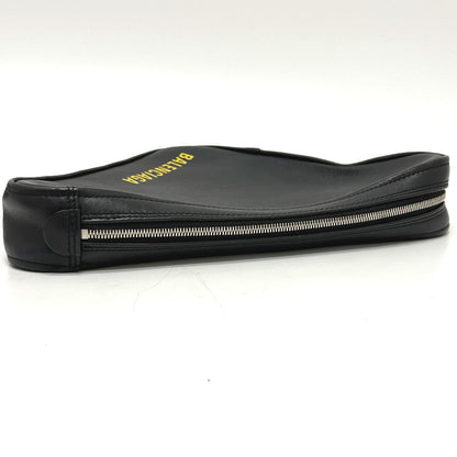 Balenciaga Pouch 476976 Leather Black Triangle Triangle Mens