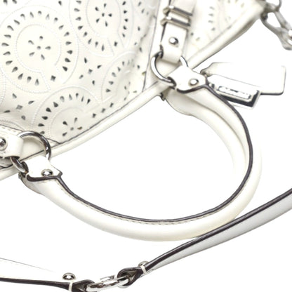Coach Handbag 16997 Leather White Madison Punching 2Way Leather Cut Op Art Leather Sophia Shirakawa