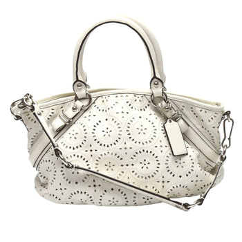 Coach Handbag 16997 Leather White Madison Punching 2Way Leather Cut Op Art Leather Sophia Shirakawa