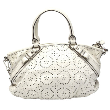 Coach Handbag 16997 Leather White Madison Punching 2Way Leather Cut Op Art Leather Sophia Shirakawa